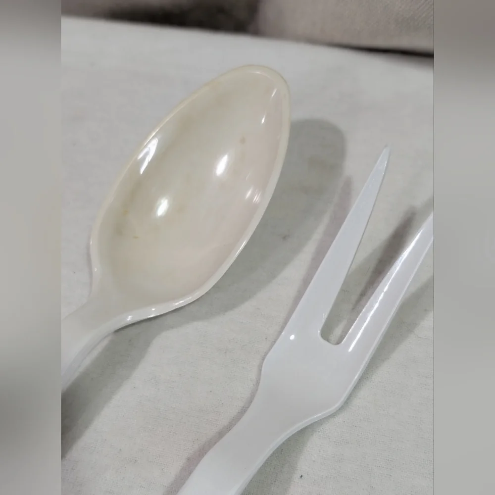 Tailor Made Products Vintage Nylon Kitchen Utensil 2pcs White Spoon Fork Vintage